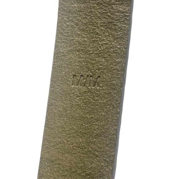 FRAME Square Buckle Olive Green Croc Embossed Skinny Leather Belt Size M - Picture 9 of 13